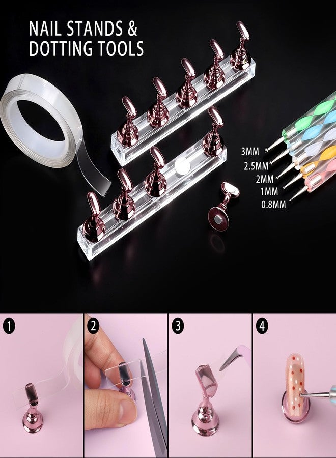 تينيتور مجموعة تينيتور من 4 علب من زينة الأظافر والأحجار الكريمة، طقم أحجار الراين للأظافر مع فرش تزيين الأظافر وحامل للأظافر، أدوات تصميم الأظافر مع 15 قطعة من ملصقات الأظافر، لآلئ ذهبية لتزيين أظافر النساء - Image 3